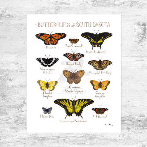 Wholesale Butterflies Field Guide Art Print: South Dakota Mini