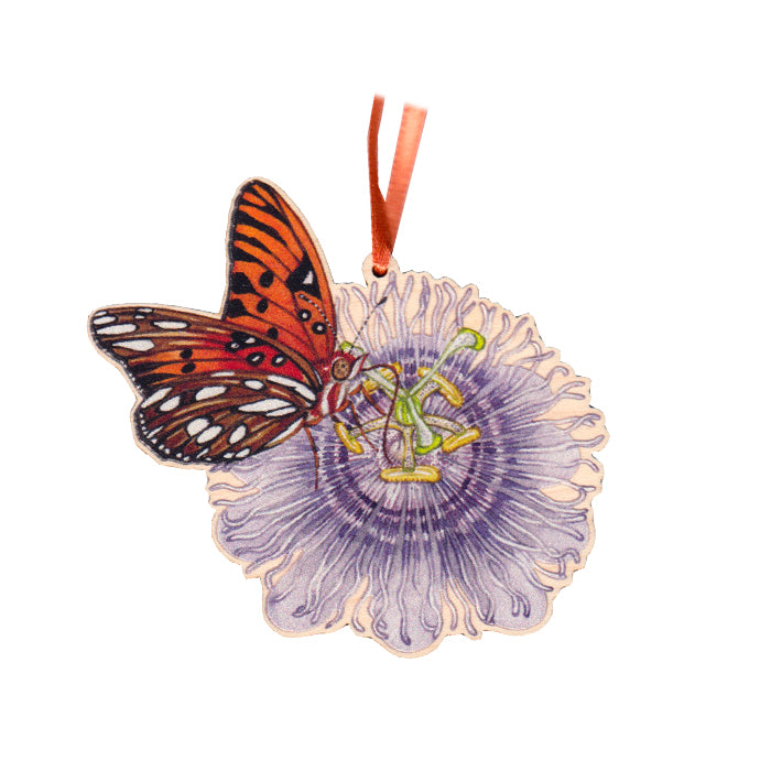 Wholesale Christmas Ornaments: Gulf Fritillary on Passionflower