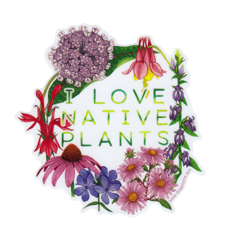 Wholesale Vinyl Sticker: "I Love Native Plants" Mid-Atlantic/Northeastern