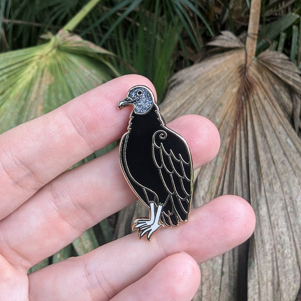 Black Vulture Enamel Pin