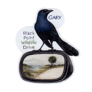 Wholesale Vinyl Sticker: Gary the Grackle of Black Point Wildlife Drive