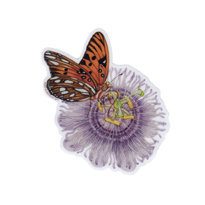 Wholesale Vinyl Sticker: Gulf Fritillary on Passionflower