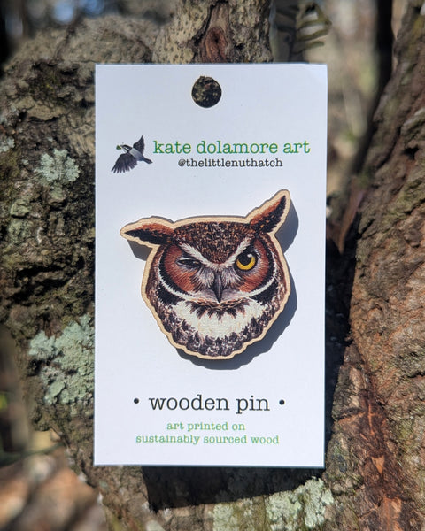 Wholesale Wooden Pins: Great Horned Owl