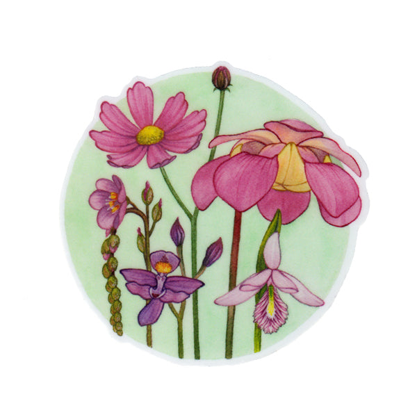 Wholesale Vinyl Sticker: Pink Bog Plants
